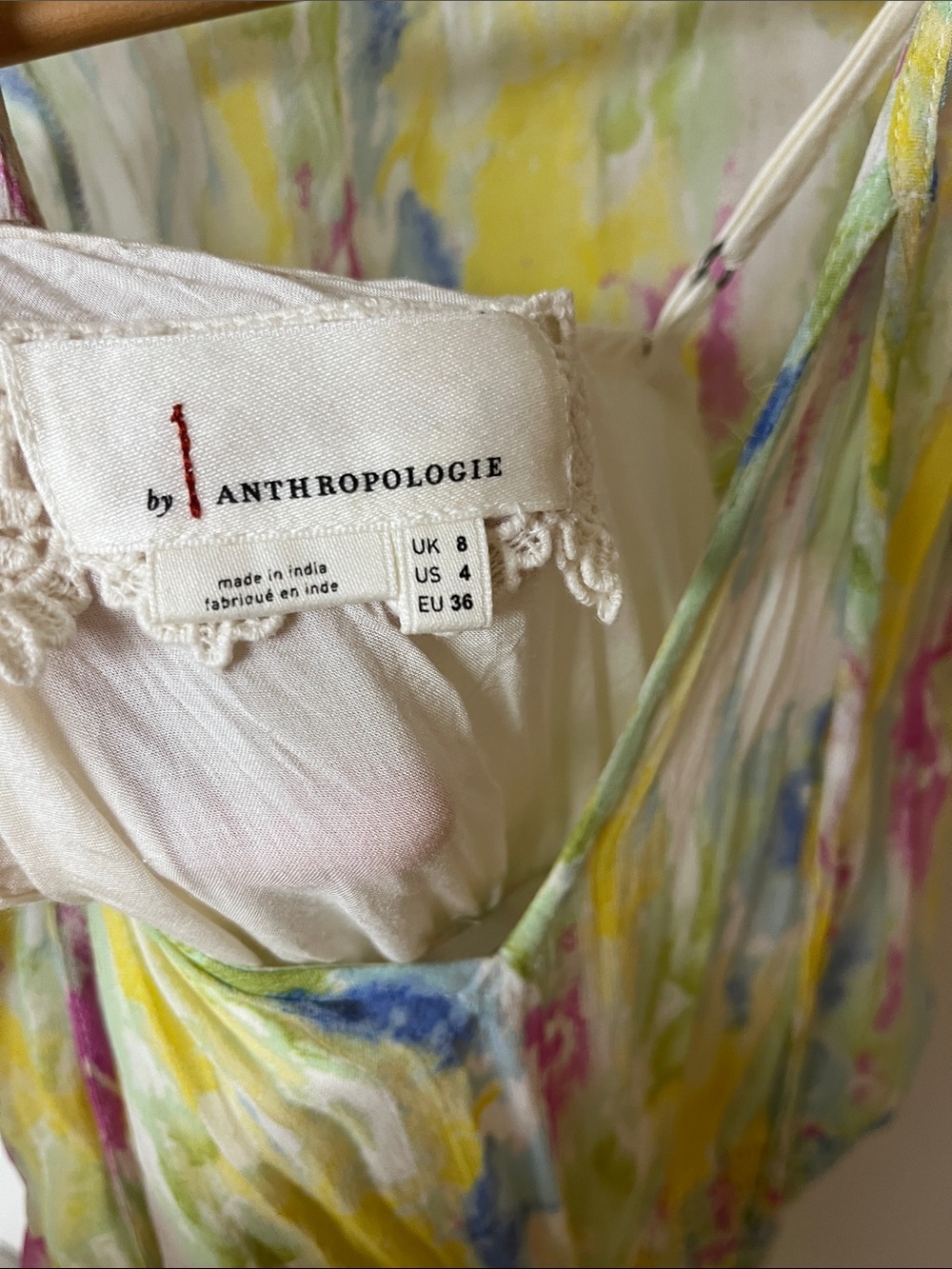 Anthropologie yellow Floral-Print V-Neck Dress with Smocked Waist women’s size 4 - Picture 2 of 3